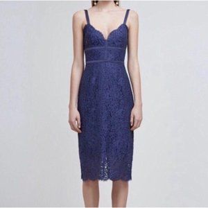Keepsake the label Interlude Caged Navy Lace Midi Dress Size XL